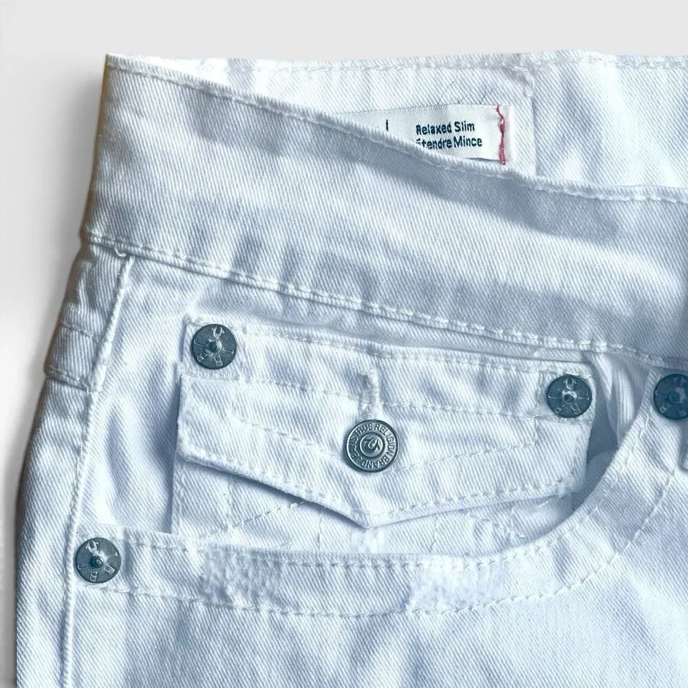 True Religion GENO Relaxed Slim Jeans Men’s 40x33 White Distressed